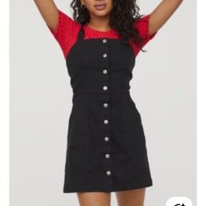 Divided‎ dress H&M button down jean overall black Sleeveless Denim 4 Cottagecore